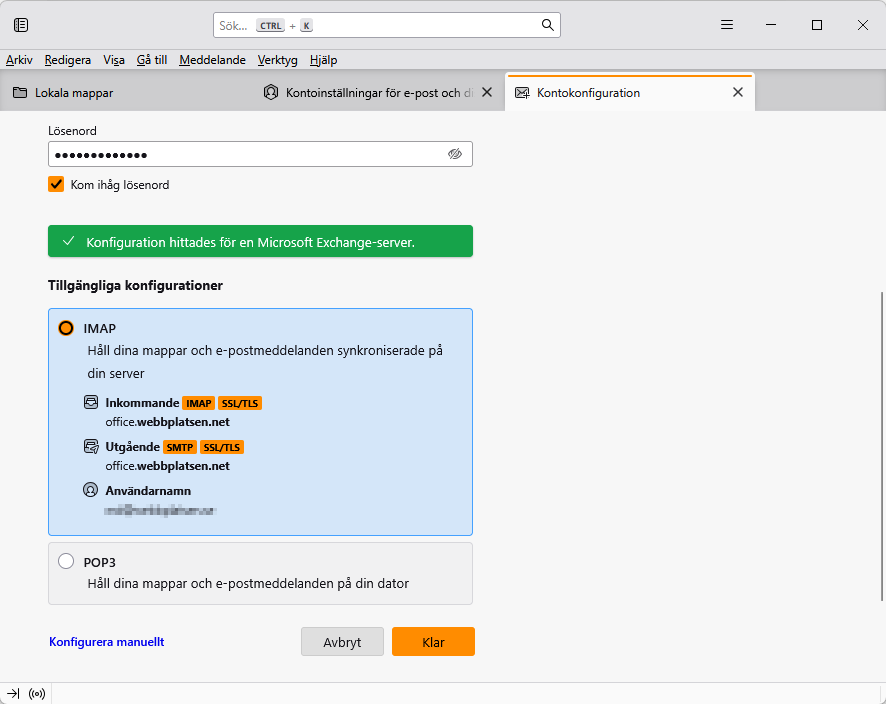 Lägg till e-postkonto i Thunderbird